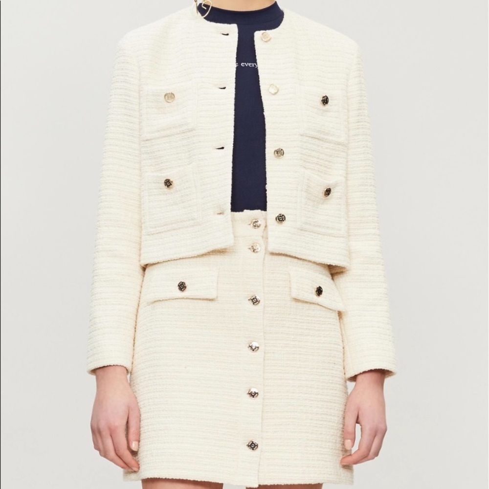 NWT Maje Paris Violi Ecru Boucle Cardigan Jacket